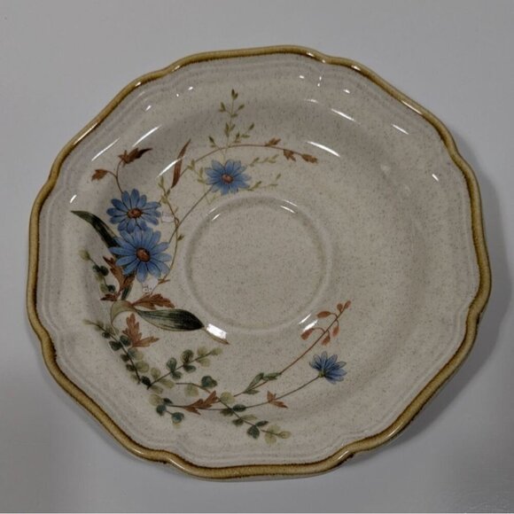 Mikasa Blue Daisies Saucer 6" Scalloped Edge Vintage Stoneware Japan - Picture 1 of 4